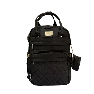 Morral Negro, Pañalera Con Monedero, Cambiador Impermeable.